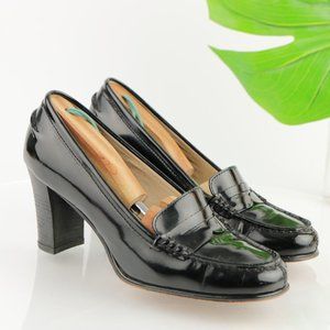 Michael Kors Women Bayville Penny Loafer Pump Size 9 Black Patent Leather Preppy